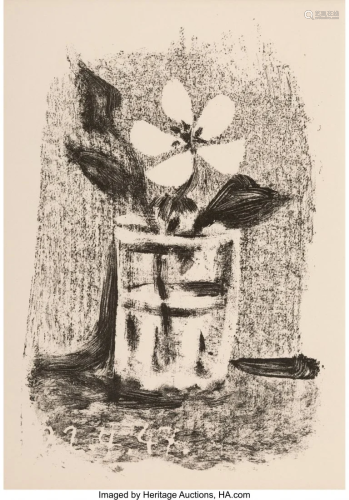 40100: Pablo Picasso (1881-1973) Fluers dans un verre,