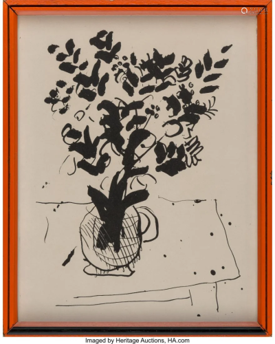 40019: Marc Chagall (1887-1985) Black and White Bouquet