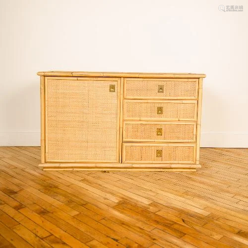 A FRENCH RATTAN DRESSER OR SERVER CIRCA 1950.