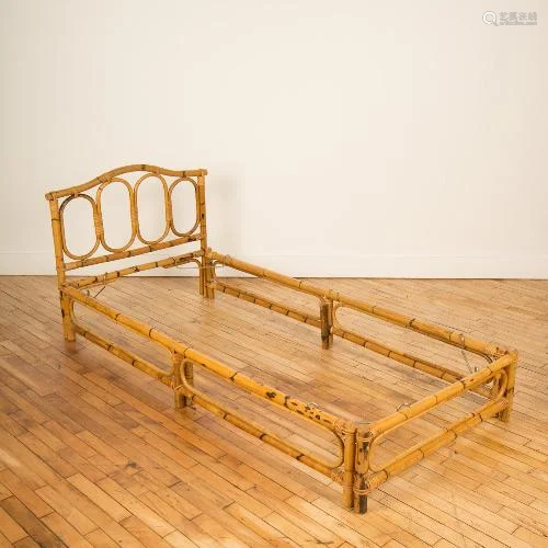 MCM FRENCH RATTAN AND BAMBOO SINGLE BED