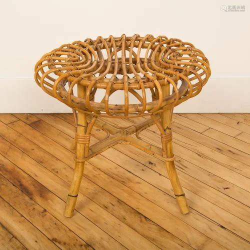 AN ITALIAN BAMBOO RATTAN STOOL CIRCA 1960.