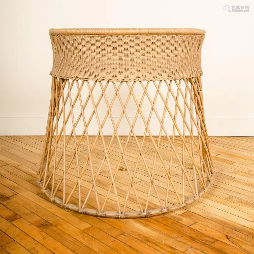 A FRENCH RATTAN DESK IN MANNER OF JEAN ROYERE