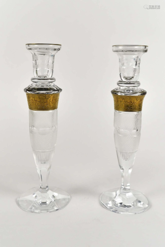 Moser - Pair of crystal candlesticks