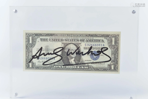 Warhol, Andy - Autographed bank note - 1957