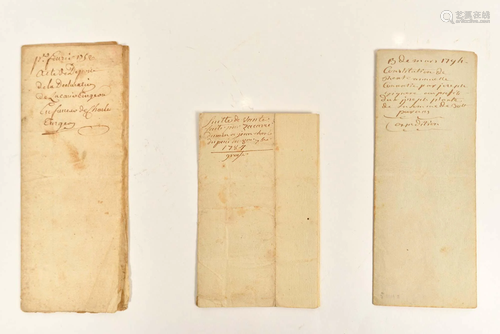 Three notarial acts from Quebec, Lower Canada - 1752,