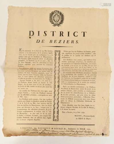 Meeting notice poster - 1791