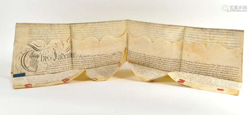 Handwritten legal deed on vellum, reign of king George