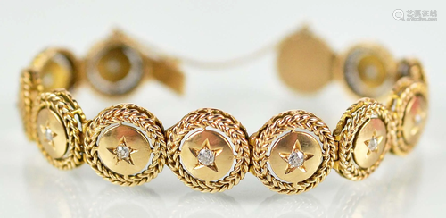 14kt bracelet set with 12 old europeen cut diamonds -