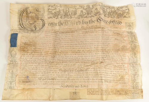 Handwritten legal act of king George III on vellum -