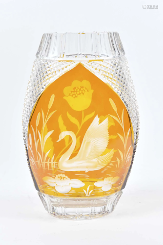 Bohemian clear cut crystal vase
