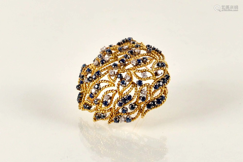 Gold brooch with diamonds and sapphires, replacement