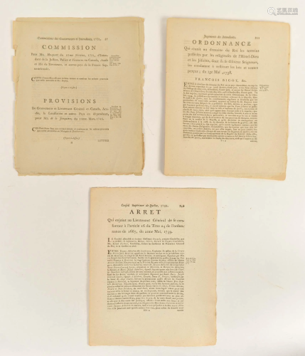 Three court documents of Nouvelle-France - 1747, 1758,