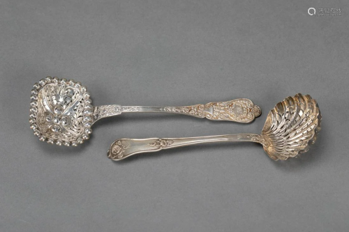 Two silver sugar spoons
