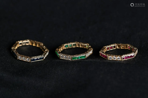 3 canted Gold rings