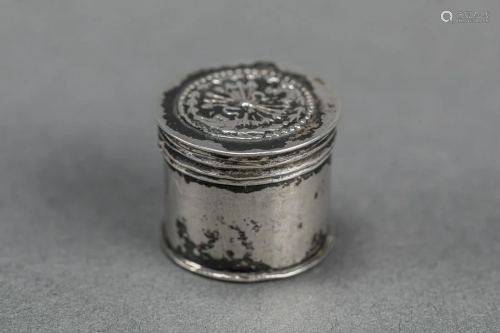 Small silver round box