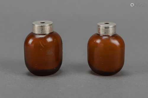 Pair of Beijing glass bottles