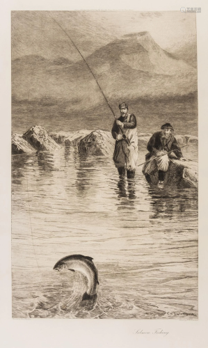 Whymper (Charles) Salmon Fishing, etching, 1890; and 3