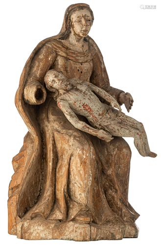 A large sculpture of a pieta, 17th/18thC, H 63,5 cm