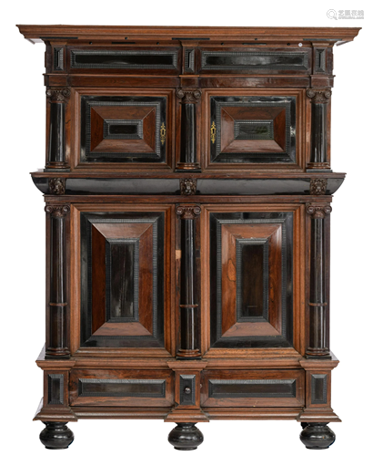 A fine and imposing Baroque rosewood and ebony veneered