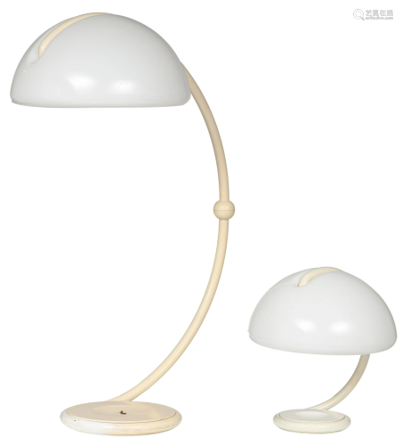 Two Italian design 'Serpente' lamps by Elio Martinelli,