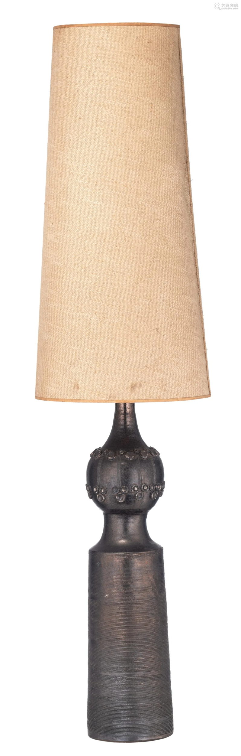 Vintage Black Glazed Ceramic Table Lamp, Vintage Black Ceramic Table Lamps