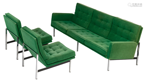 A '50s Knoll furniture set of a sofa and two matching