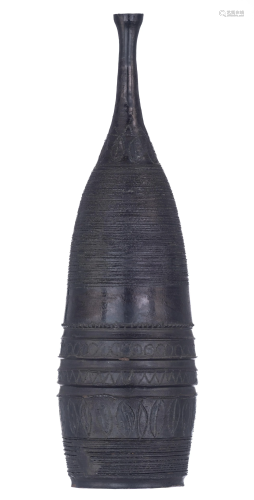 A Belgian design black selenium vase, in the Perignem