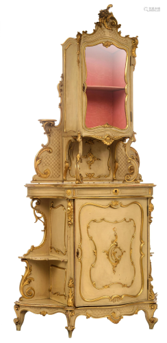 A Rococo style display cabinet, H 224 - W 115 - D 46 cm
