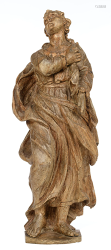 An oak sculpture of Saint John, 17thC, H 95 cm