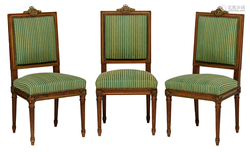 A set of three chairs with the monogram of Leopold II