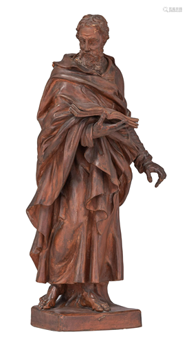 An imposing Baroque patinated terracotta sculpture of