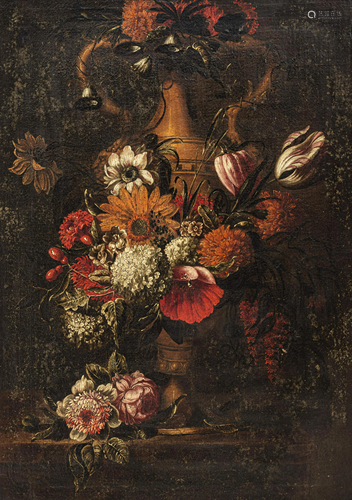 No visible signature, a flower still life, 17th/18thC,