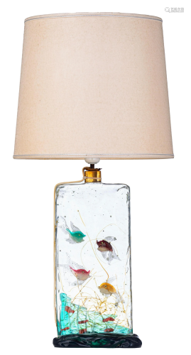 A vintage Murano glass 'Aquarium' lamp, H 46,5 - 72,5
