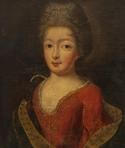 The portrait of a noble lady, 18thC, 32 x 39 cm