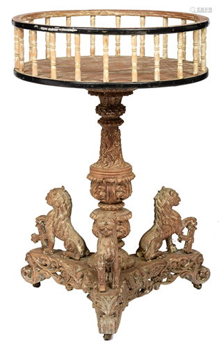 An Anglo-Indian table gallery top tripod table, H 92 -