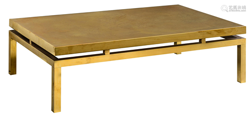 A '70s design etched brass coffee table, by Willy Daro,