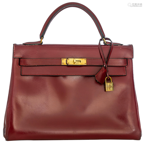 HERMÈS, Kelly Retourné 32 bag, Rouge H box calf