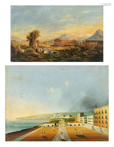 Two 19thC Italian landscapes, 39 x 63 - 53 x 72 cm