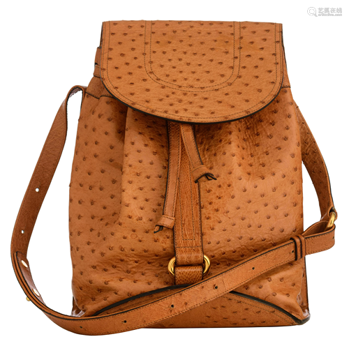 Delvaux, Shoulder bag, in fine gold-brown ostrich