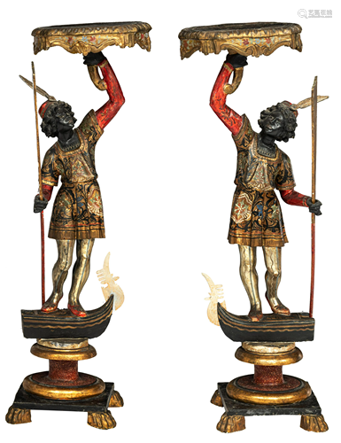 A fine pair of late 19thC Venetian blackamoor