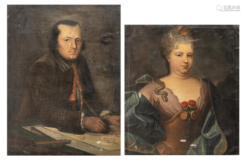 Two 18thC portraits, 62 x 71 - 62 x 82 cm