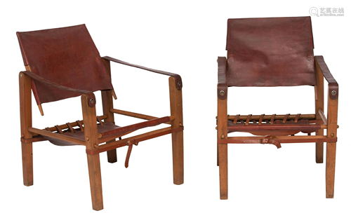 A pair of 'Campaign' armchairs, design by Kaare Kint, H