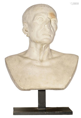 A Carrara marble bust, after the antique, H 61 cm