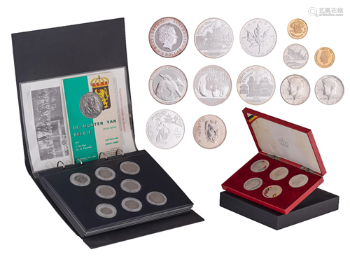 A various collection of gold and silver medals and