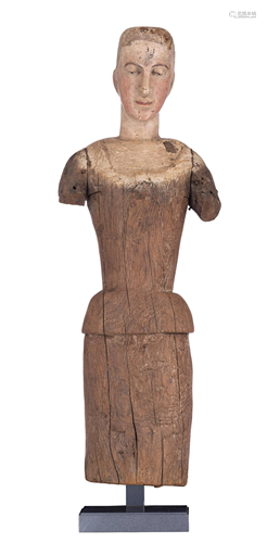 An oak sculpture of a mannequin, 18thC, H 78,5 cm