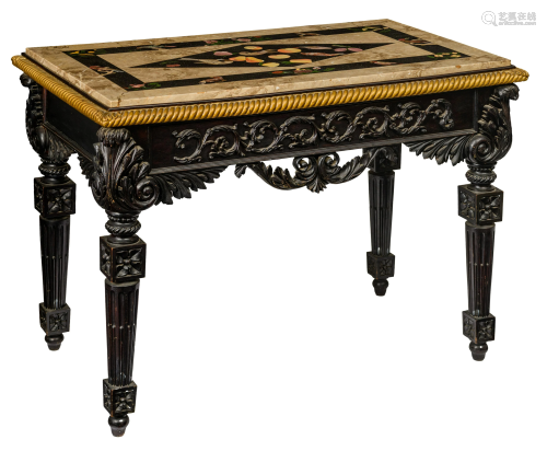 A Louis XIV style console table, with a fine pietra