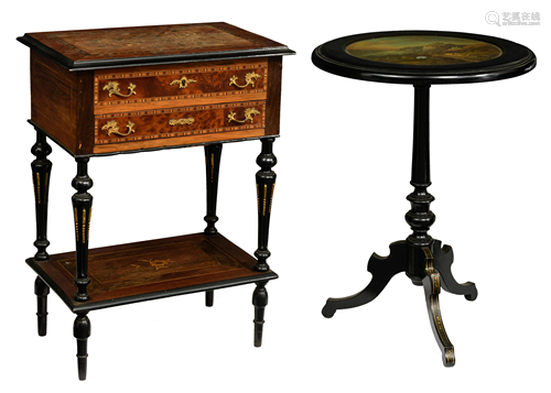 A Neoclassical lady's sewing table & a matching