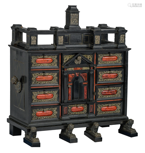 A Flemish Antwerp cabinet, 17thC, H 74 - W 83 - D 40 cm