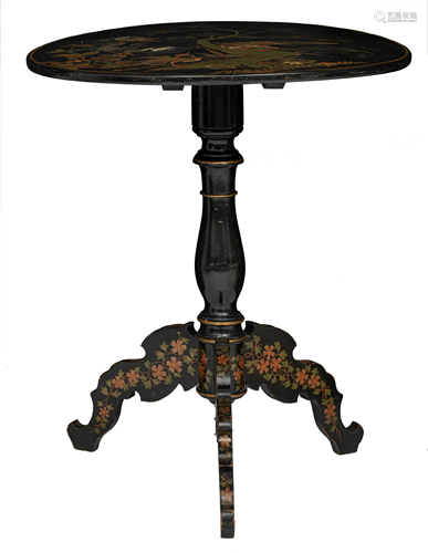 A Napoleon III lacquered fold-over tea table with a