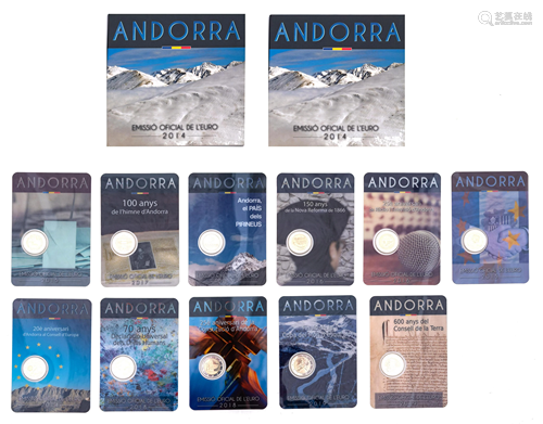 A collection of Andorra 2 EURO coins